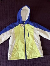 SwissTech Kids Winter Jacket S 6-6X Sherpa Lined Hooded Coat Blue Yellow Warm picture