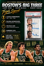 BIRD/MCHALE/PARISH Signed 2012 Panini Immaculate Collection TRIO PATCH PSA POP 2 picture