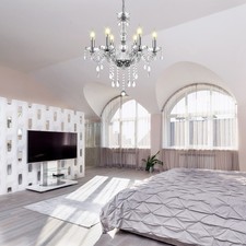 Elegant Crystal Glass Ceiling Pendant Lighting Fixture 6 Lights Chandelier picture