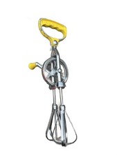 Vintage Dazey Hand Crank Egg Beater Mixer Yellow Handle St Louis USA Works picture