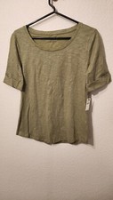 NWT Talbots Roll Cuff Tee - Shimmer green women's small picture