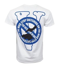 POP SMOKE X VLONE STOP SNITCHING ON THE WOO T SHIRT WITH NAVY T SHIRT NEW picture