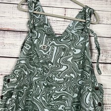 Lucy & Yak Overalls Women’s Sz 22 Distressed Blue Green Pockets Organic Cotton picture
