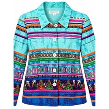 Coldwater Creek M Southwestern Boho Turquoise 100% Cotton Jacket picture