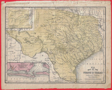 1852 Map of TEXAS ~ Augustus Mitchell ~ Hand Colored picture
