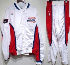 vtg Champion LA CLIPPERS 1996-1997 Team Issue TRACK SUIT Jacket 46 NBA Pants 34 picture