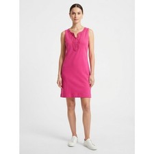 Talbots Hot Pink Cotton Sleeveless Dress Crochet Trim Petites Size MP Resort Chi picture