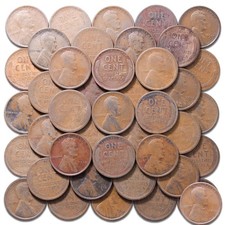 1918 S Lincoln Wheat Cent Roll 50 Circulated Pennies US Coins picture