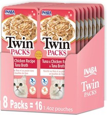 INABA Twin Packs for Cats, Side Dish/Topper Pouch, 1.4 11.2 Ounce (Pack of 2) picture