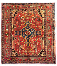 Vintage Nahavand Tribal Hand Knotted Wool Rug 5x7 Rust Oriental Geometric Area picture