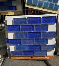 NPT Equinox EQX-MIDNIGHT1X2 Blue Glass Mosaic Tiles Sample Board x4 picture