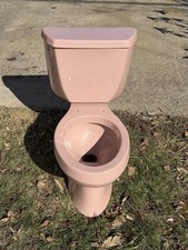 VTG 1989-1990 KOHLER Elongated Toilet Bathroom Light Coral Rose Pink picture