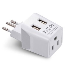 Ceptics USA to Brazil Travel Adapter Plug - Type N - Dual USB (CTU-11C) picture