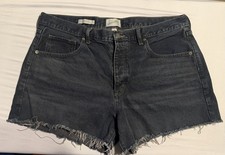 Universal Thread Women's Black Dark Wash Denim Cutoff Shorts 14 Mid Rise picture