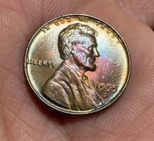 1955 d lincoln wheat penny, Toned  picture