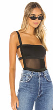 superdown Camille strappy back Black Strappy Bodysuit One Piece Stretch large picture