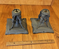 UNIQUE SET OF 1926 ANTIQUE LAMP BASES BOOKENDS STATUES BY M.L. CO. ORNATE MOTIFS picture