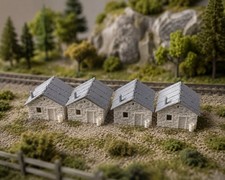 N Scale Old Stone Cottages Set of 4 – 3D Printed Model Railroad Buildings picture