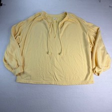 Aerie Always and Forever Butter Yellow Textured Tassel V-Neck Sweatshirt Large picture