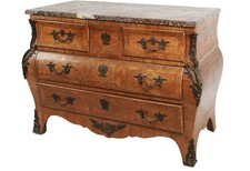 Antique Marble-Top Louis XIV Style Marquetry Bombé Commode picture