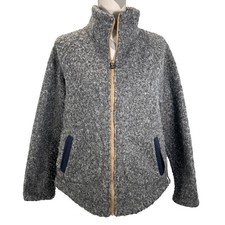 Woolrich Siskiyou Womens Grey Curly Sherpa Fleece Full Zip Jacket Small picture