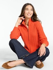 Cable Knit Full-Zip Cardigan at Talbots, NWT $139, ORANGE MARMALADE, all size picture