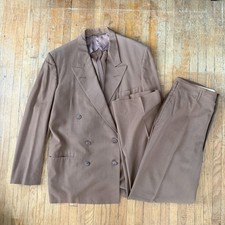 1940's Double Breasted Brown Style Mart 2 piece summer weight Suit 40R picture