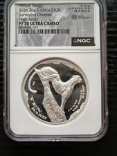 2026 South Africa 2oz Silver African Range Cheetah High Relief Proof NGC PF70 UC picture