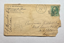 1882 Johnson VT Attorney Corner Card Cover 3c Banknote CDS (C542) picture