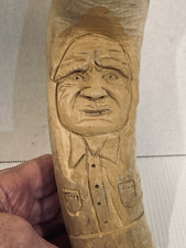 Vintage Hand Carved Man's Face Caricature Real Wooden Folk Art 8 in picture