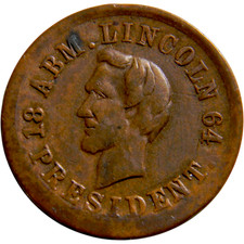 1864 Lincoln Portrait / O.K. Fuld-125/248 a Civil War token (01627) picture