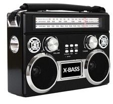 Supersonic SC-1097BT 3 Band Radio With Bluetooth, Flashlight AM/FM/SW Red/ Black picture