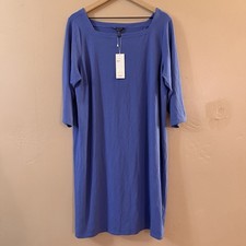 Eileen Fisher 2x Square Neck 3/4 Sleeve Viscose Jersey Dress New With Tags picture
