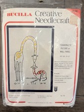RARE Vintage Bucilla Creative Needlecraft “Tenderness” Crewel Kit Giraffes MCM picture