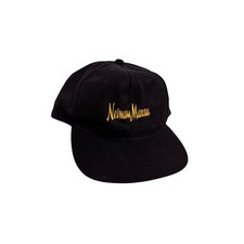 Vintage Neiman Marcus Mens Snapback Hat Black Gold Embroidered New Old Stock picture