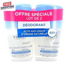 2 PACK  VICHY 48H Mineral Deodorant Roll-On, without aluminium salts, 50ml picture