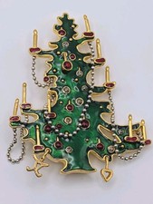Vintage Signed MMA Metropolitan Museum Of Art Enamel Christmas Tree Brooch Pin picture