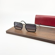 Gucci GG1675 Sunglasses Black Silver Frame Gray Gradient Lens New w/ Box picture