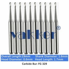 10-100pc Vakker Dental Carbide Burs FG329 19mm Pear Friction Grip Drill Bits picture