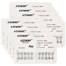 AZDENT Dental Ortho Brackets Braces Metal Mini/Standard Roth/MBT.022 Hooks 345 picture