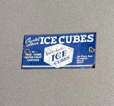 VINTAGE KNICKERBOCKER ICE CUBES PORCELAIN SIGN CAR GAS OIL TRUCK MOTORCYCLE picture