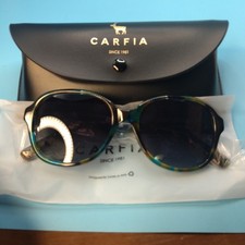 Carfia CA2024S Polarized Sunglasses Teal Tortoise Shell Round Frame Italy Design picture