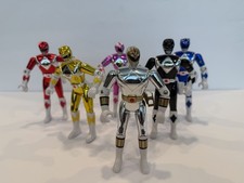 1995 Bandai Mighty Morphin Power Rangers Movie Chrome Metallic Set of 6 Figures picture
