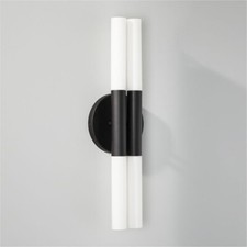 Pair (2) CB2 Bella Fluted Black Wall Sconce | Crate and Barrel | MCM Modern picture