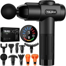 TOLOCO EM26 Deep Tissue Massage Gun 10 Heads Percussion Massager Black picture