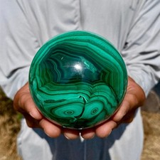 2.35LB Rare Natural Malachite quartz hand Carved sphere Crystal Healing picture