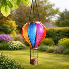45cm Solar Flame Effect Rainbow Hot Air Balloon Hanging LED Outdoor Lantern picture