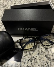 CHANEL Square Black Plastic Full Rim Eyeglasses with Case and Box picture