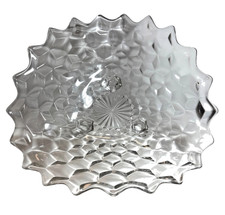 Fostoria Footed Triangular Bowl Centerpiece Vintage American Clear Glass 11.5” picture