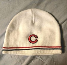 Vintage Adult Chicago Cubs New Era Knit Beanie RetroRevival Cream White Striped  picture